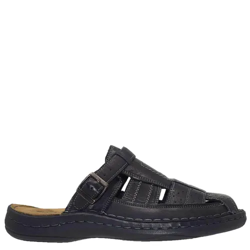 A795B Ανδρική Δερμάτινη Ανατομική Παντόφλα GALE Μαύρο