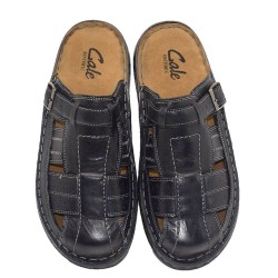 A795B Men's Leather Anatomical Slippers GALE Black