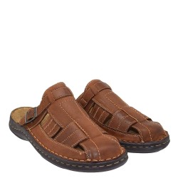 A795T Men's Leather Anatomical Slippers GALE Tan