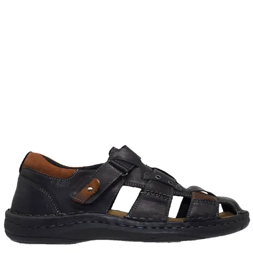 A796B Ανδρικό Δερμάτινο Παπουτσοπέδιλο GALE Μαύρο