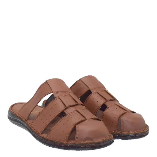 A812T Ανδρική Δερμάτινη Ανατομική Παντόφλα GALE Ταμπά