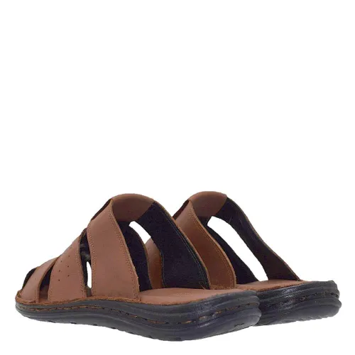 A812T Ανδρική Δερμάτινη Ανατομική Παντόφλα GALE Ταμπά