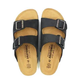 A819B Ανδρική Ανατομική Παντόφλα VESNA Μαύρο