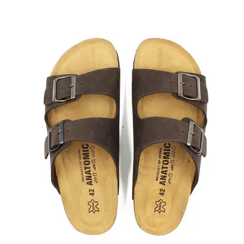 A819BR Ανδρική Ανατομική Παντόφλα VESNA Καφέ