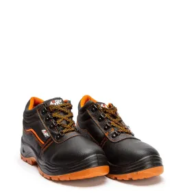 A859B Εργατικό Δερμάτινο Μποτάκι Με Σίδερο Στη Μύτη Μαύρο