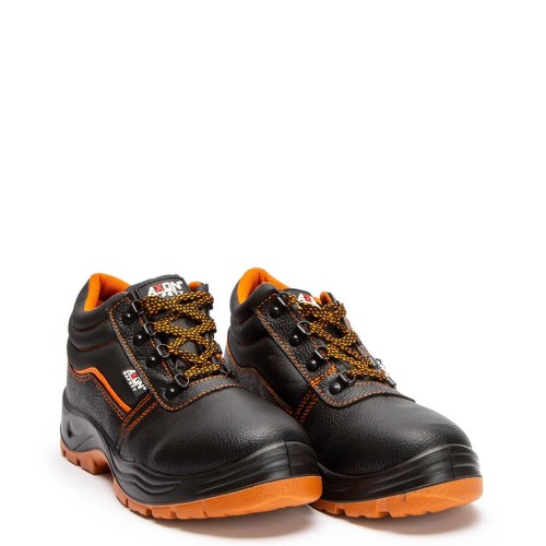 A859B Εργατικό Δερμάτινο Μποτάκι Με Σίδερο Στη Μύτη Μαύρο