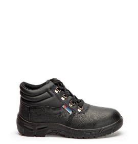 A860B Εργατικό Δερμάτινο Μποτάκι Μαύρο