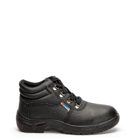 A860B Εργατικό Δερμάτινο Μποτάκι Μαύρο