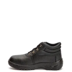 A860B Εργατικό Δερμάτινο Μποτάκι Μαύρο