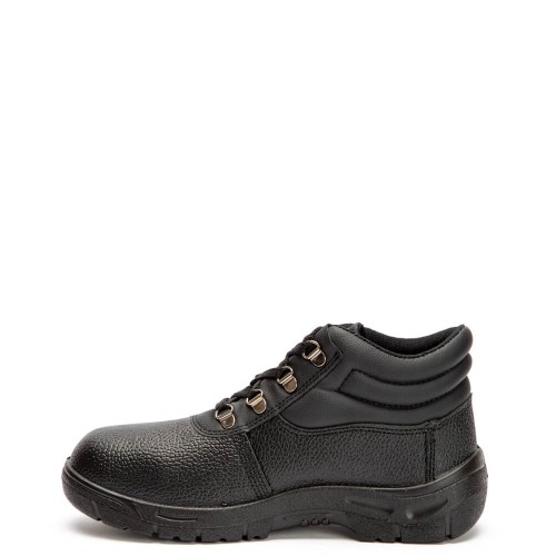 A860B Εργατικό Δερμάτινο Μποτάκι Μαύρο
