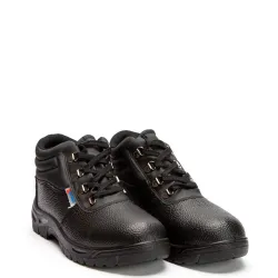 A860B Εργατικό Δερμάτινο Μποτάκι Μαύρο