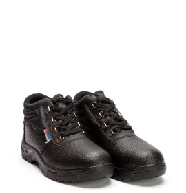 A860B Εργατικό Δερμάτινο Μποτάκι Μαύρο