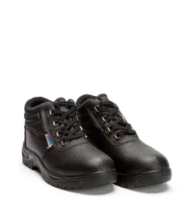 A860B Εργατικό Δερμάτινο Μποτάκι Μαύρο