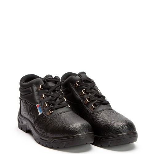 A860B Εργατικό Δερμάτινο Μποτάκι Μαύρο