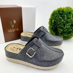 G1683BP Γυναικείο Ανατομικό Σαμπό VESNA Μαύρο Πέρλα