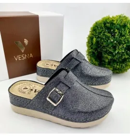 G1683BP Γυναικείο Ανατομικό Σαμπό VESNA Μαύρο Πέρλα