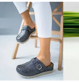 G1683BP Γυναικείο Ανατομικό Σαμπό VESNA Μαύρο Πέρλα