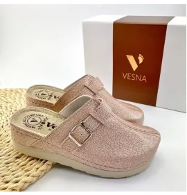 G1683PI Γυναικείο Ανατομικό Σαμπό VESNA Περλέ Ροζ