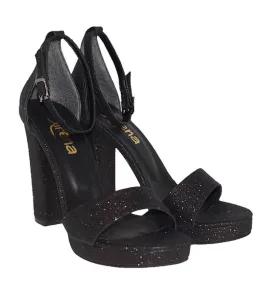 G1692BG Γυναικείο Πέδιλο SIRENA Μαύρο Γκλίτερ 
