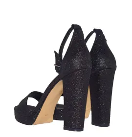 G1692BG Γυναικείο Πέδιλο SIRENA Μαύρο Γκλίτερ 