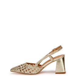 G2035G Γυναικείο Slingback VERDE Χρυσό