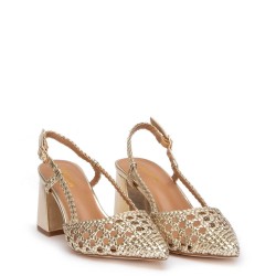 G2035G Γυναικείο Slingback VERDE Χρυσό