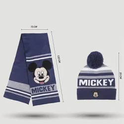 P6790BL Boy's Cap-Gloves-Scarf Set DISNEY MICKEY Blue 