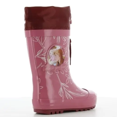 P6816BO Girl's Rainboots  With Fur DISNEY FROZEN Bordeaux
