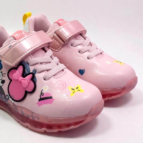P7072P Κοριτσίστικο Sneakers Με Φωτάκια DISNEY MINNIE Ροζ