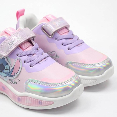 P7096P Κοριτσίστικο Sneakers DISNEY LILO & STITCH Με Φωτάκια Ροζ