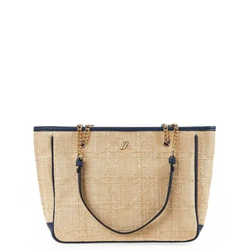 G2107BL  Women Wicker Shoulder Bag VERDE Blue