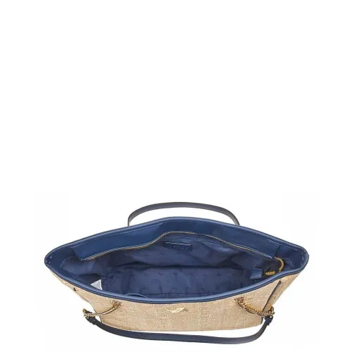 G2107BL  Women Wicker Shoulder Bag VERDE Blue